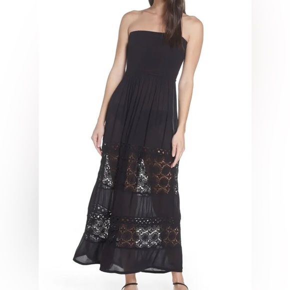 Chelsea28 Dresses & Skirts - Chelsea28 Farrah Smocked Strapless Cover Up Maxi Dress black size small resort